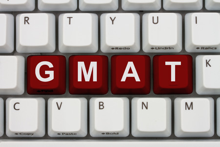 studying for your gmat online, a close-up of a keyboard with red highlighted text gmat
