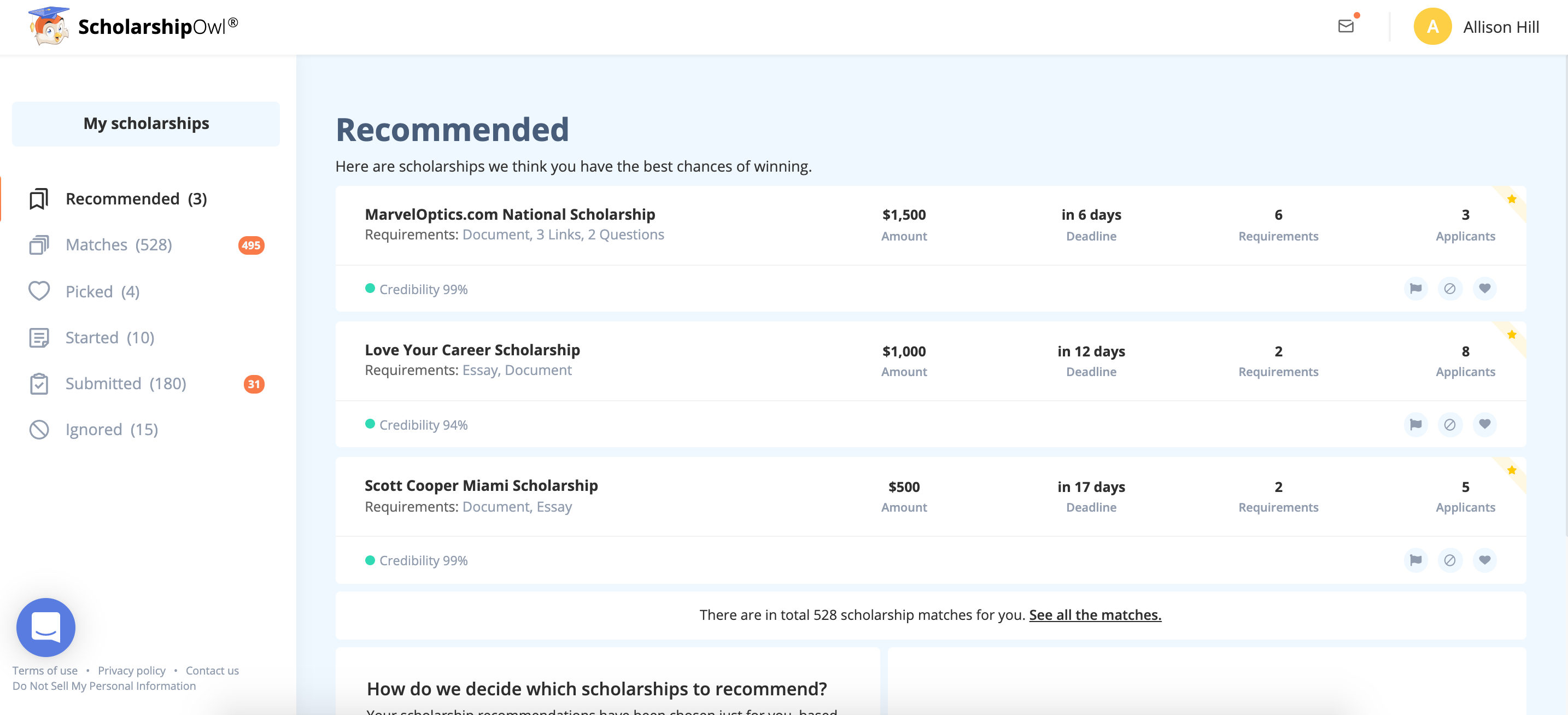 Recommended Scholarships